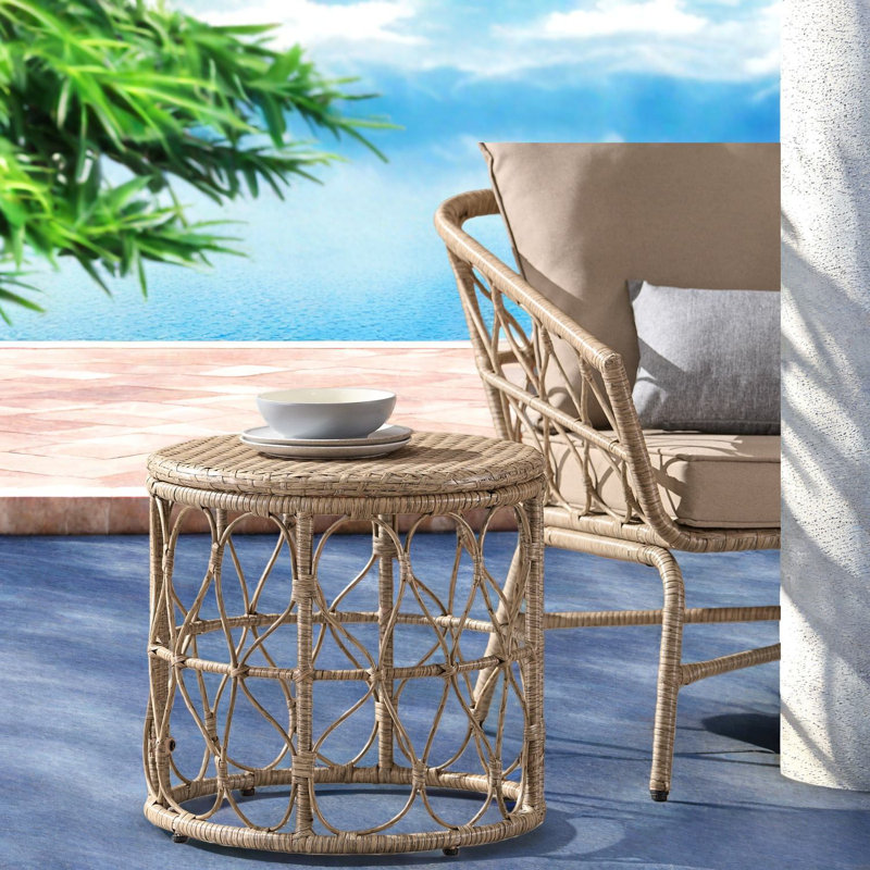 Tables de patio compactes, style bohème en rotin pe 19,75 pouces pour la maison