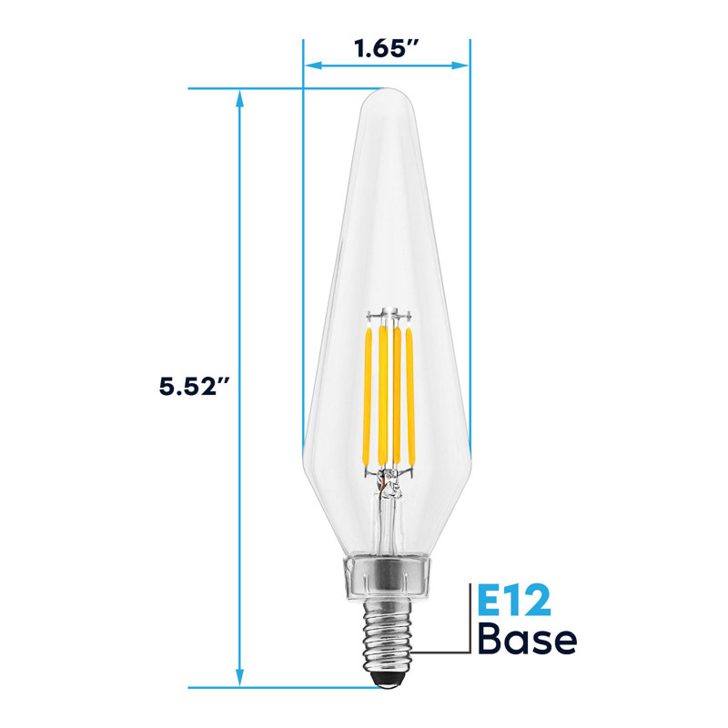 4,5 watts, ampoule DEL C11 à intensité variable, culot candélabre E12, 2700