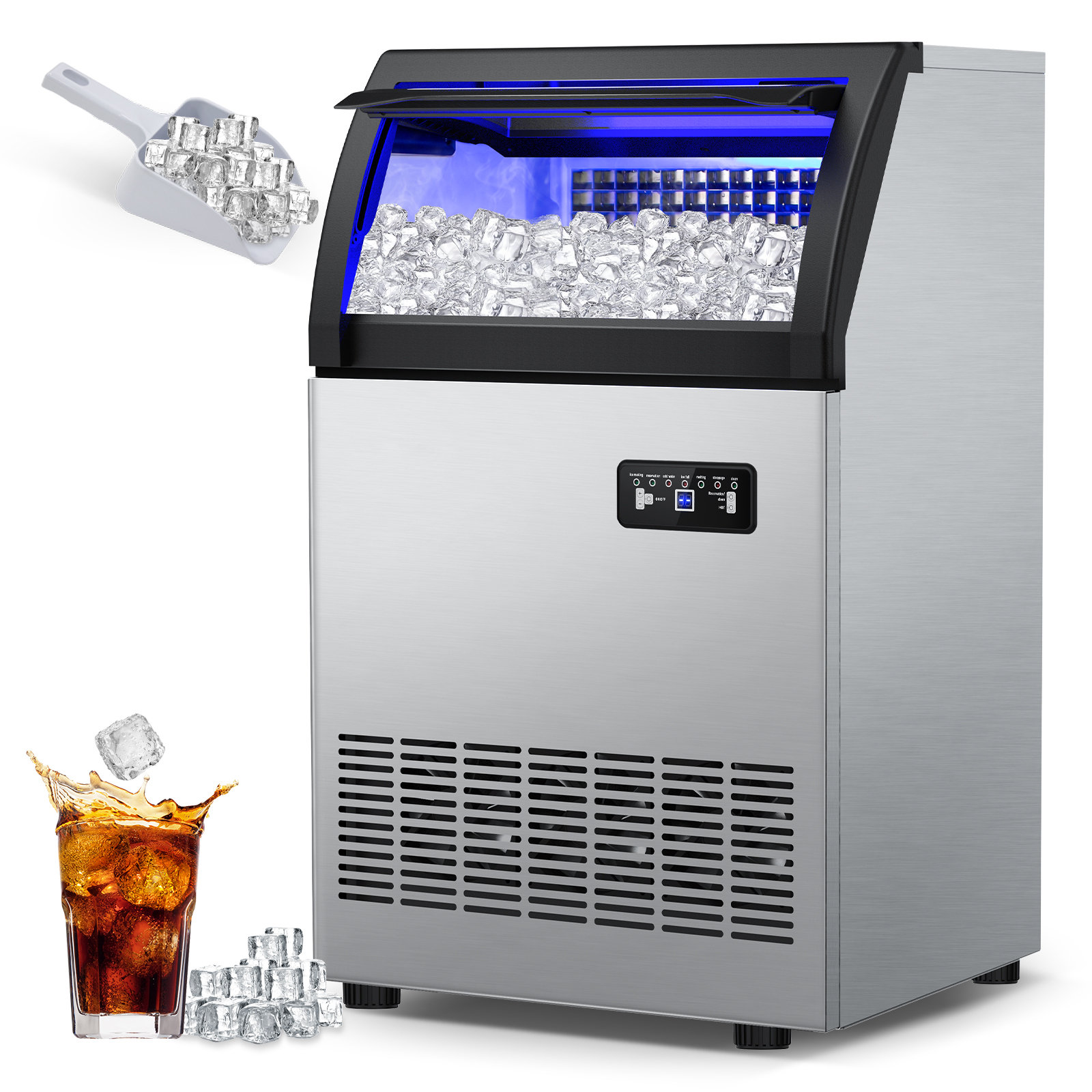 200 Lb. Daily Production Cube Clear Ice Stainless Steel Under Counter/Freestanding Ice Maker | Fridge.com