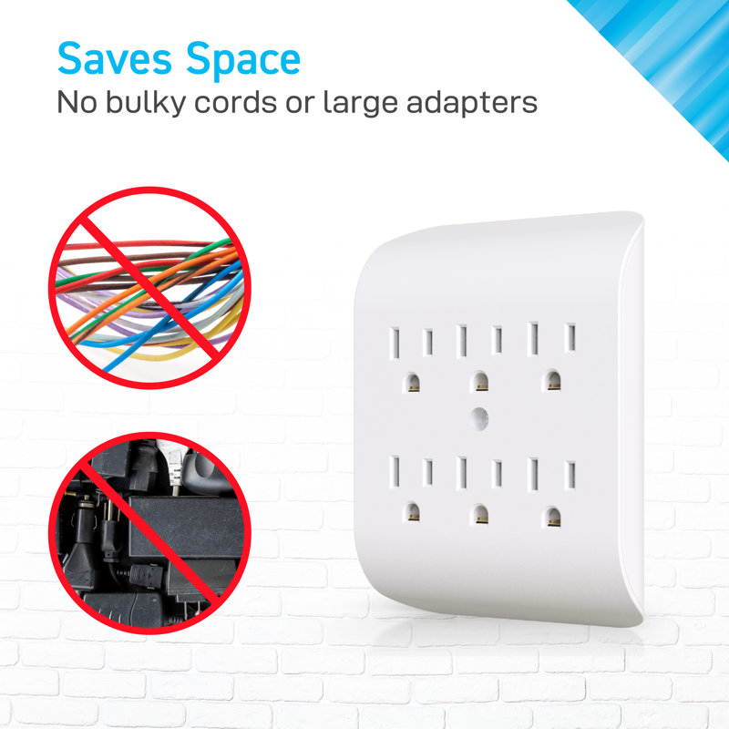 CBOL Series Coby CB-5503 6-Outlet 4 Pack Wall Adapter, White