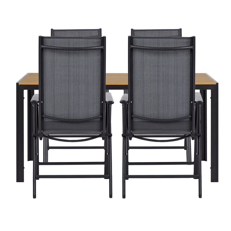 Krittika 4 - Person Patio Dining Set with Rectangular Table, Teak look