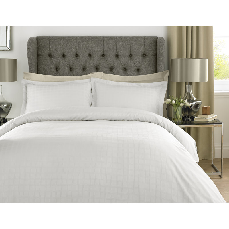 Honey-Mae Satin Duvet Cover with Pillowcases Included, Single - 1 Standard Pillowcase, White