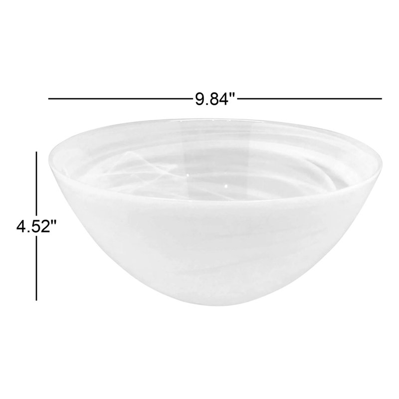 Alabaster Glass Serving Bowl, White