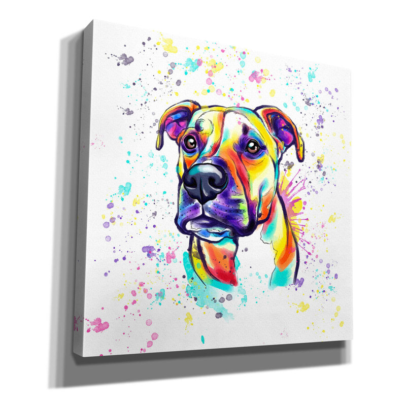 «Colorful Watercolor Staffordshire Terrier 2» par Furbaby Affiliates, art mural sur toile, H 26 po x l 26 po x P 1,5 po