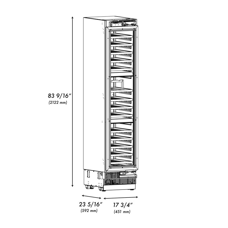 ZLINE 18 in. 9.0 cu. ft. Triple Zone 68 Bottle Panel Ready Left Hinge Column Wine Cooler, Right Handed