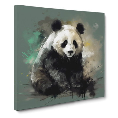 Panda Gestural Art - Wrapped Canvas