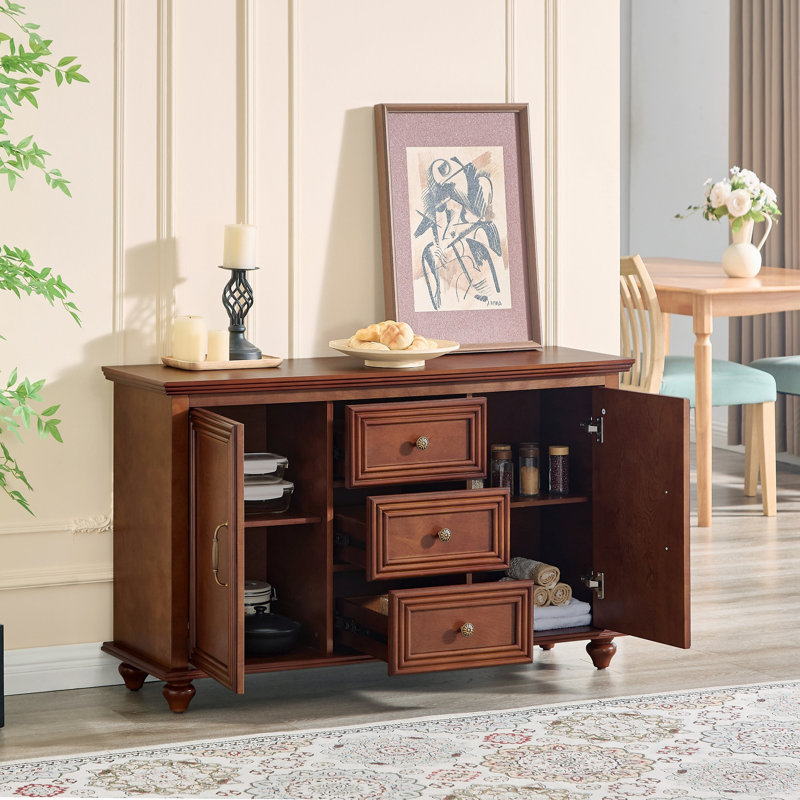 Buffet 47,3 "Mid Century, Noyer, H 28,4 po x l 47,3 po x P 15 po
