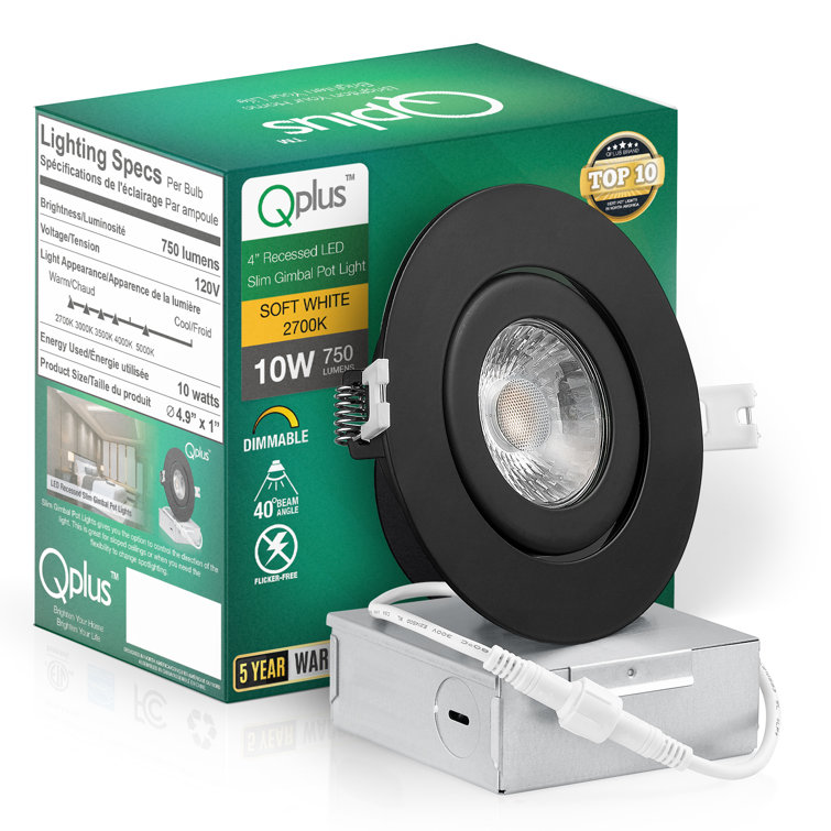 QPlus Inch Adjustable Eyeball Gimbal LED Recessed Light Canless Wayfair  Canada