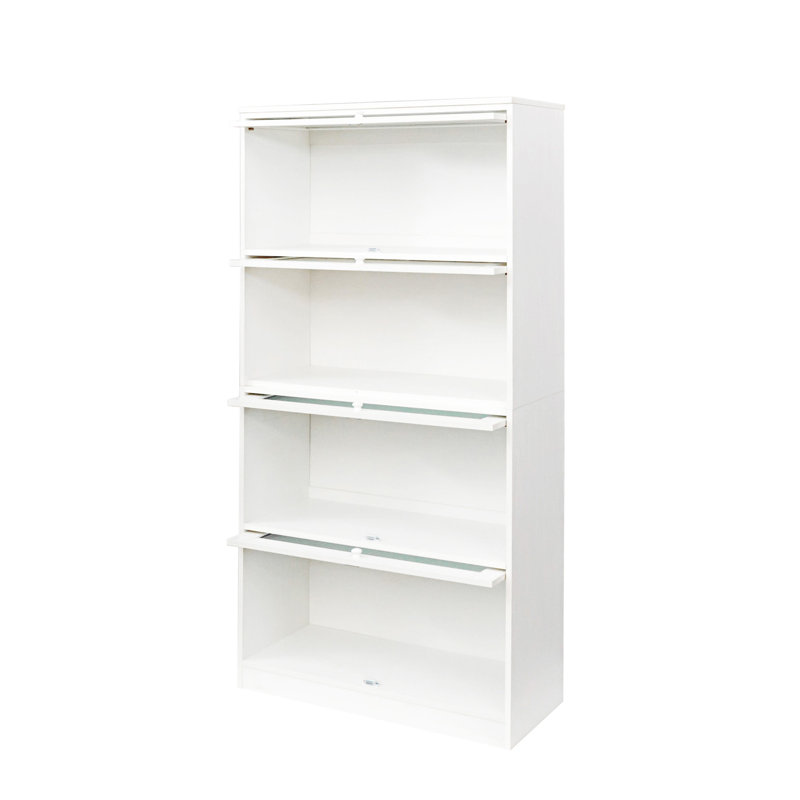 Armoire basse de bureau avec rangement et bibliothèque, Blanc