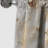 Abstract Curtain Panel, White Gold Fluid Pattern Blackout Decor - White And Gold Champagne Flow II-659408582
