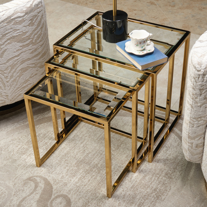Ensemble de 3 tables gigognes Savannah Breeze - Or vif