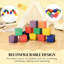 Blocs d'empilage en mousse multicolores, dimensions de 7,75 po, 12 à 36 mois, faciles à nettoyer, laissez glisser et explorer des blocs de construction doux pour les plus petits, pièce, couleur, favorisant l'apprentissage