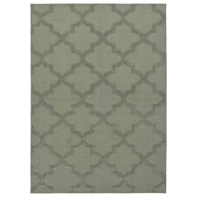 Nasturtium Solid Color Machine Tufted Polypropylene Area Rug in Sage