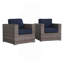 Fauteuil club en osier Sunbrella Gris