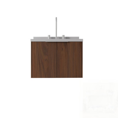 Meuble-lavabo flottant avec lavabo, porte à fermeture douce, comptoir et dosseret en marbre de culture blanc granit 2 po