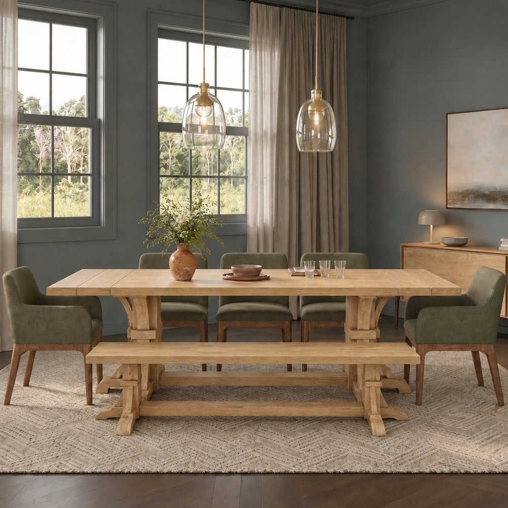 Extendable Dining Table, Rectangular, Ivory