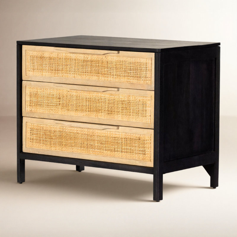Sydney Large Nightstand, Black/Natural
