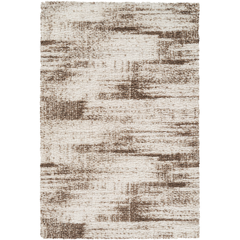 Haven Brown & Beige Abstract Shag Modern Rug, Brown/Beige, 10'0" x 14'0"