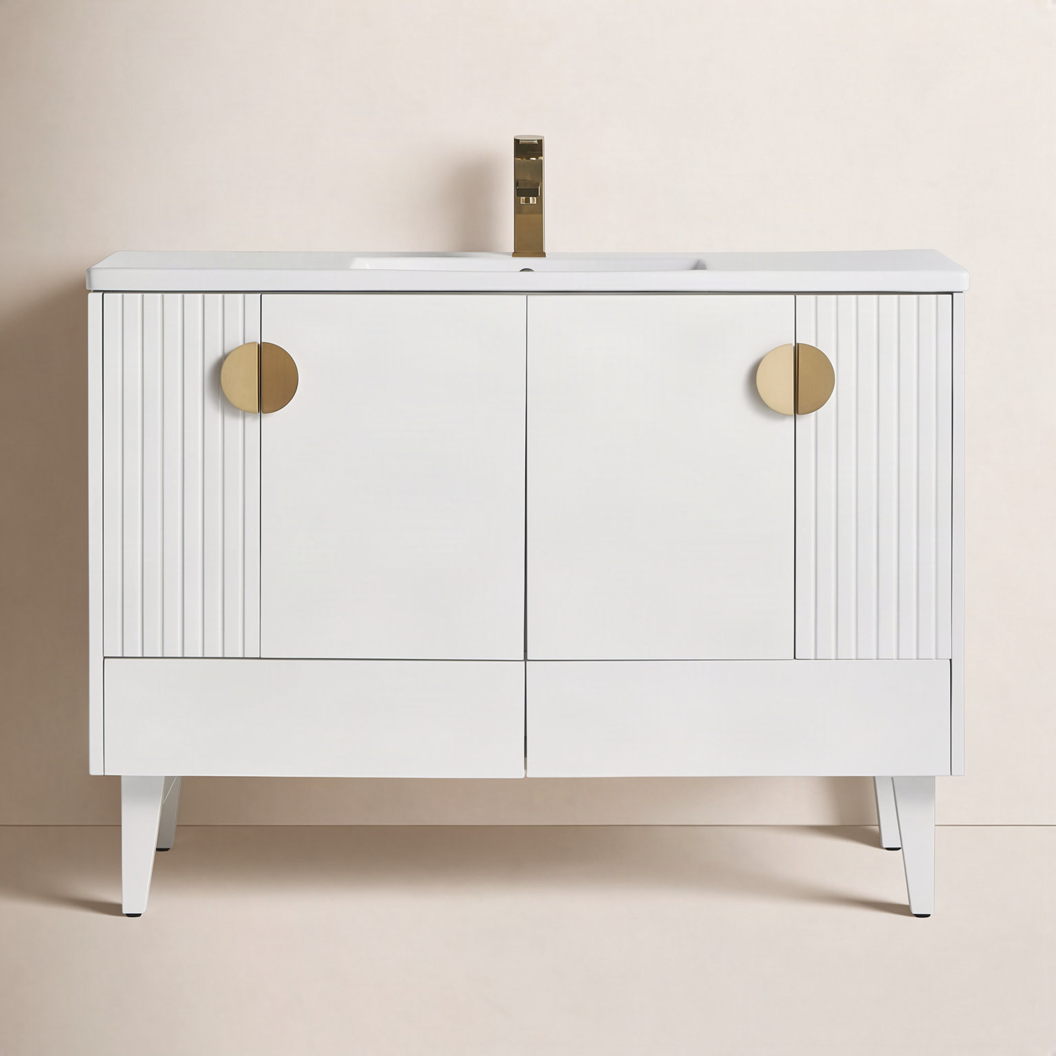 Saimah 48'' Single Bathroom Vanity, White Matte, Satin Brass