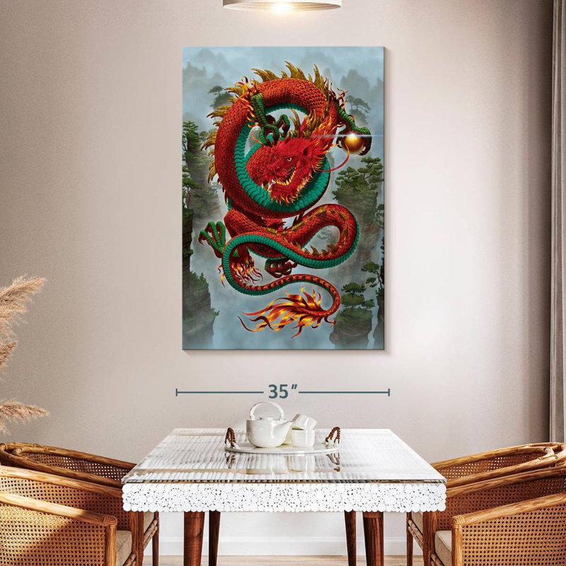 Brampt Good Fortune Dragon Red, 51" H x 34" W