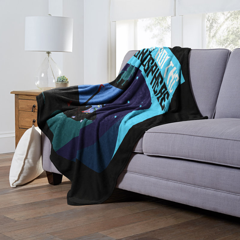 Adventure Time Black and Blue Polyester Throw Blanket