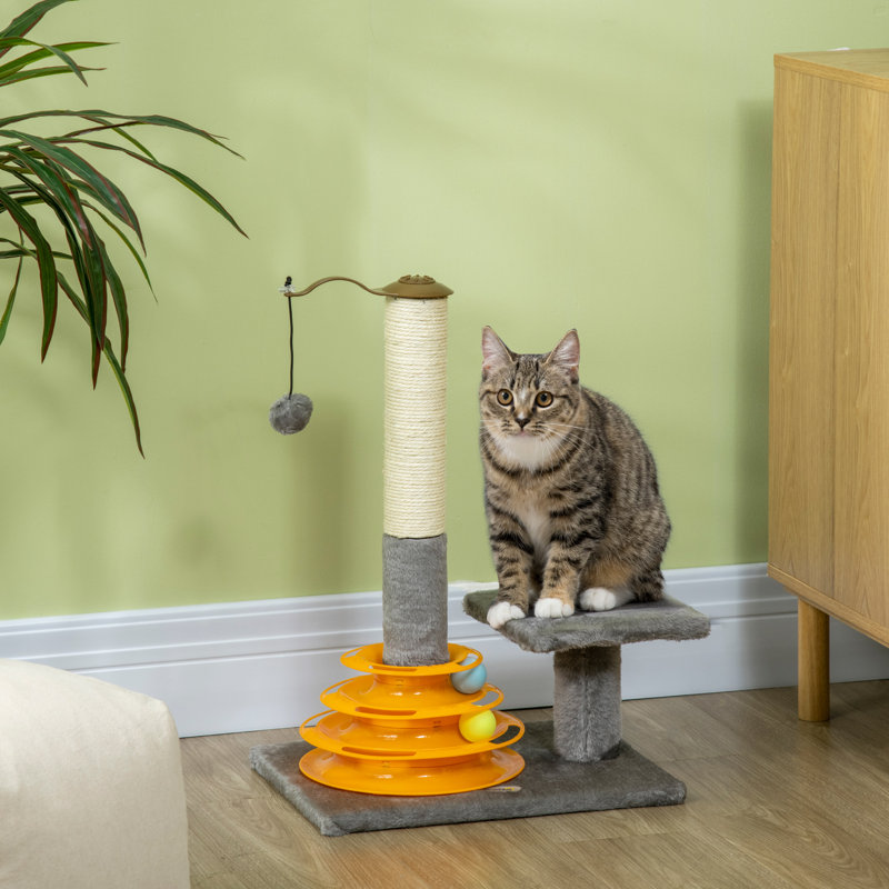 56cm Cat Tree with Scratching Post Indoor Activity Centre Grey