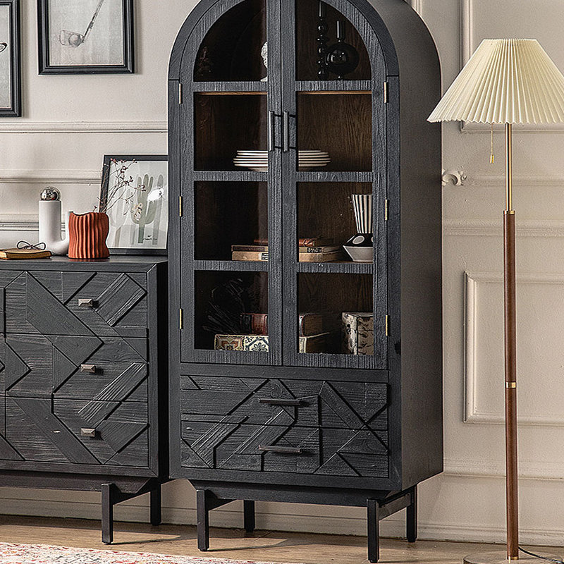 Simple storage display cabinet glass bookcase