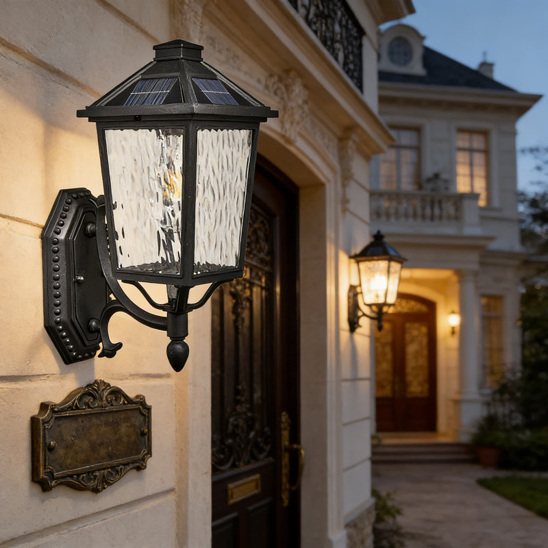 Solar Outdoor Wall Light With Remote Control - Dusk To Dawn Auto Operation, Adjustable Brightness, Weatherproof Aluminum Construction For Porch, Garage, And Yard