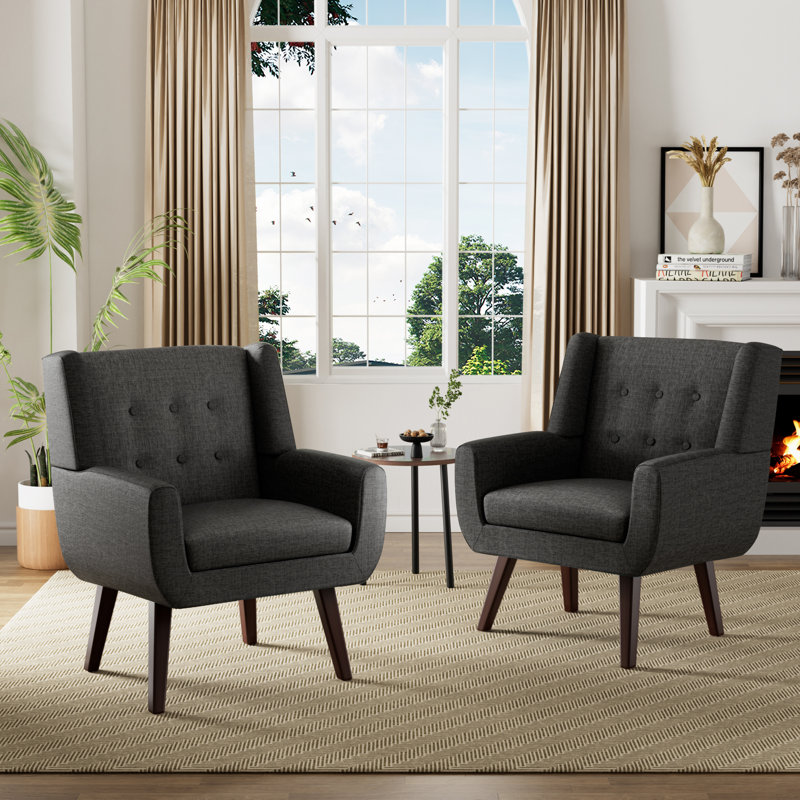 Ensemble de 2 fauteuils rembourrés, Gris