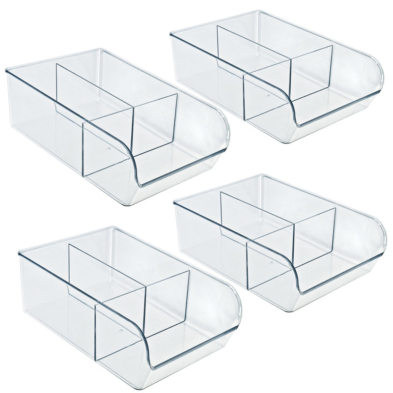 Bac de rangement transparent Azar avec cloisons, paquet de 4