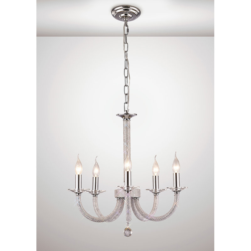 Gelnett 5 - Light Candle Style Chandelier, Black Chrome