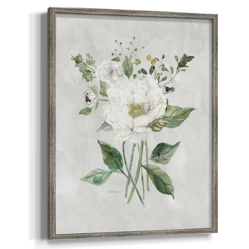 «White Farmhouse Botanical II», reproduction encadrée - bois massif 49068, 11'' H x 9'' W