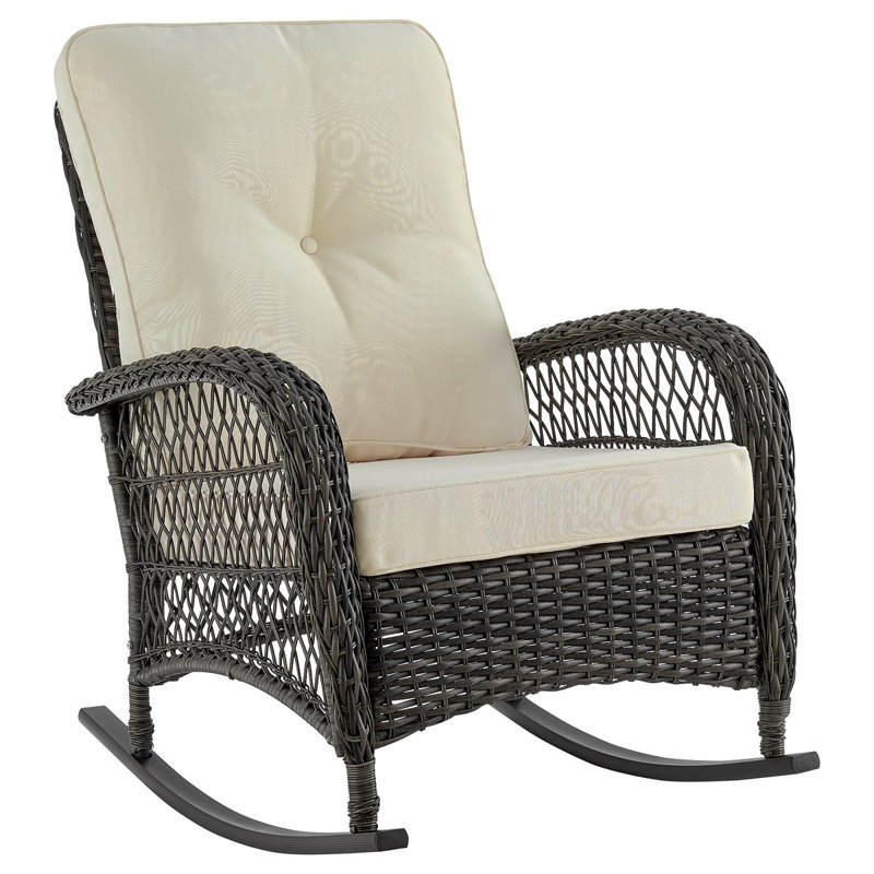 Chaise berçante rembourrée Fruttuo crème et noire, Noir/crème