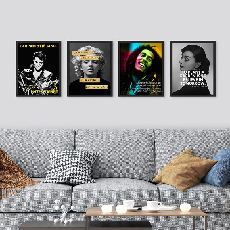 Inspirations de célébrités inspirantes, impression encadrée de 4 pièces, H 14 po x l 11 po x P 1 po, Encadré naturel