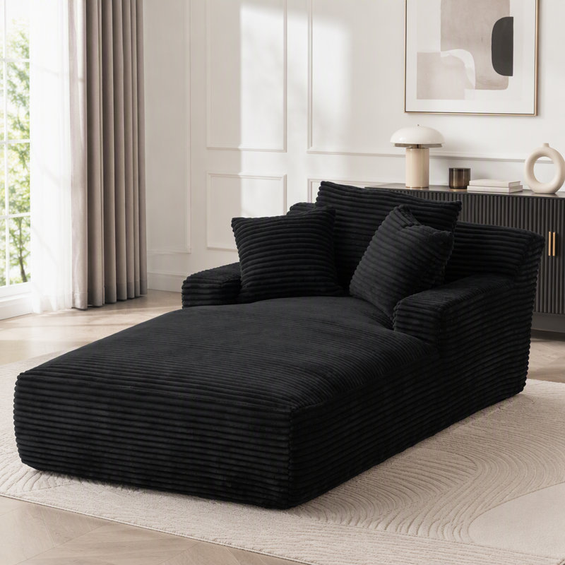 Chaise longue surdimensionnée en velours côtelé pour l'intérieur, Noir