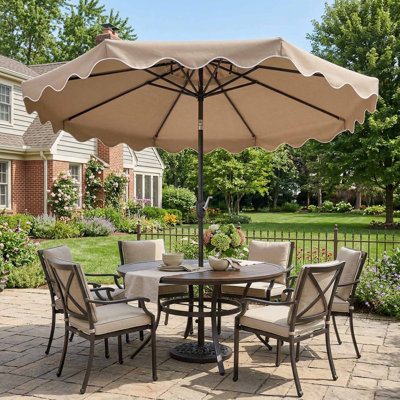 Sturdy UV Resistant 9 Feet Patio Umbrella With Push Button Tilt And Crank For Backyard Garden Poolside Use