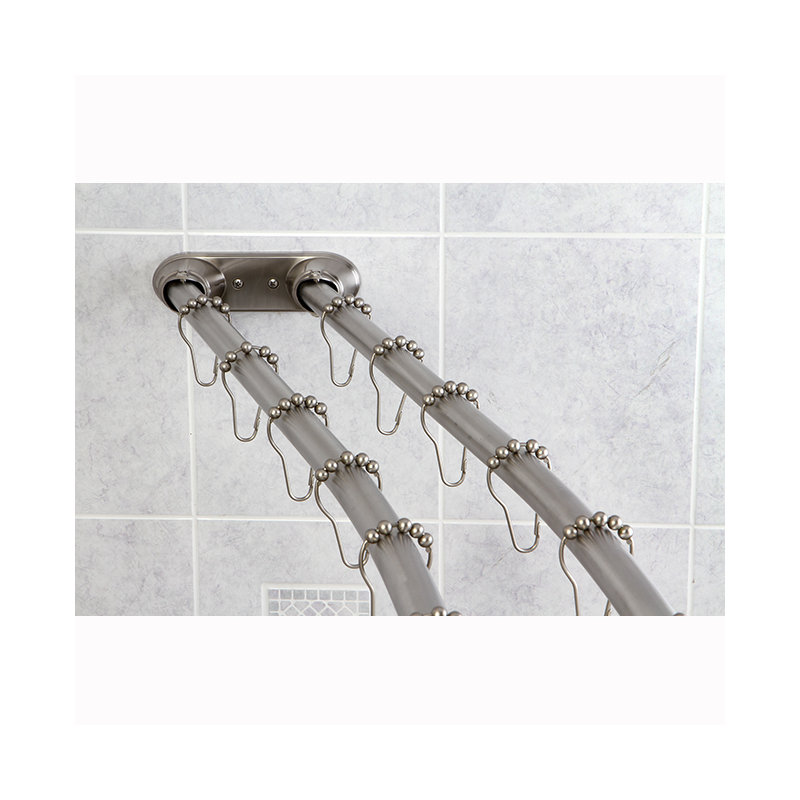 Kingston Brass Edenscape 60-Inch to 72-Inch Adjustable Double Curved Shower Curtain Rod, Brushed Nickel