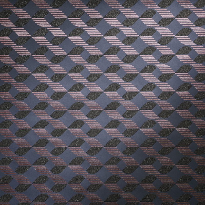Universe Venus Glass Stone Geometric Wave Wallpaper Roll, Blue