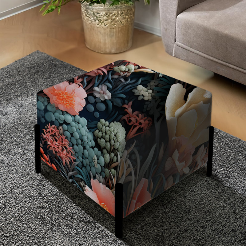 Oceanic Gardens Tropical Pattern - Tropical Square Ottoman