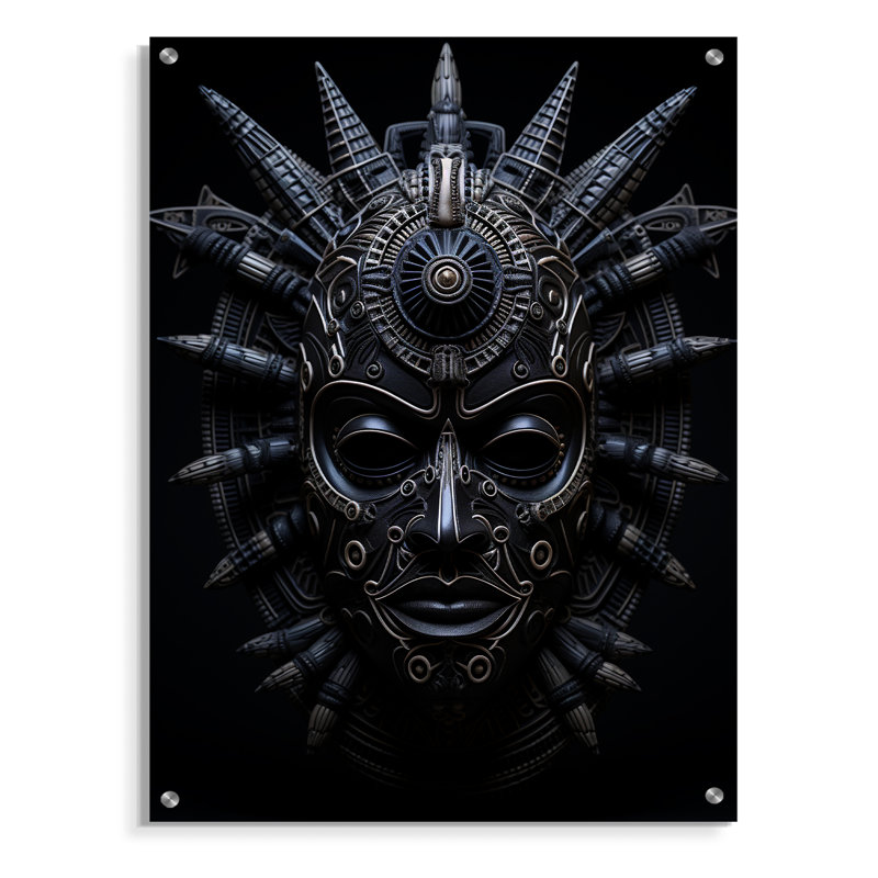 Masque africain Tribu IV - Masque africain, art mural pour cuisine, H 40 po x l 30 po