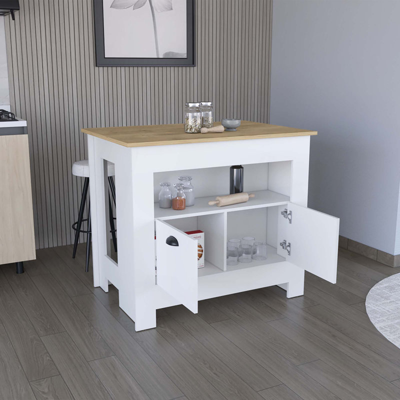 Armoire et étagère à deux portes pour îlot de cuisine Arlet, Blanc