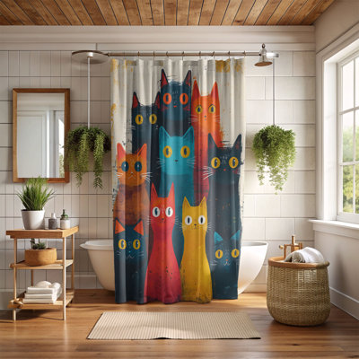 Toile chat - Rideau de douche standard 1 pièce