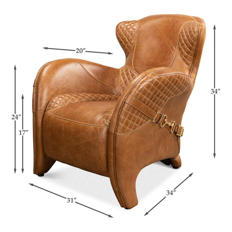 Hera Armchair, Light Brown Genuine Leather