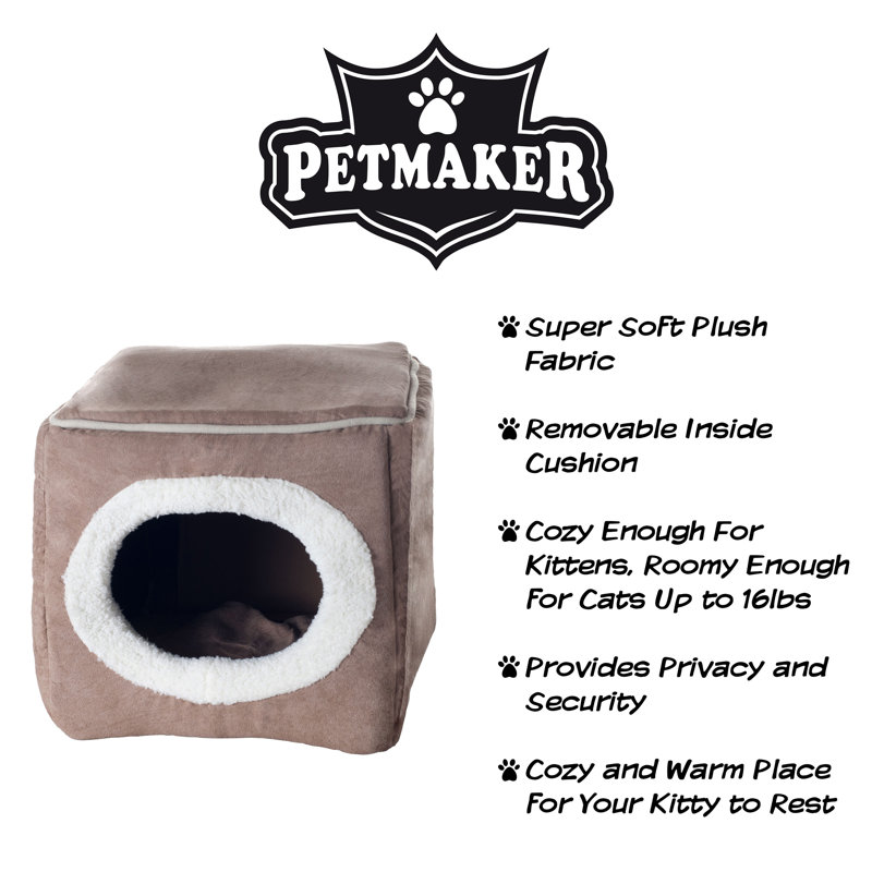 Light Brown Microfiber Orthopedic Pet Cave Bed for Small Pets
