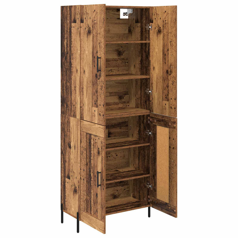  Highboard Black Oak 69.5 X 34 X 180 Cm Engineered Wood, Old Wood