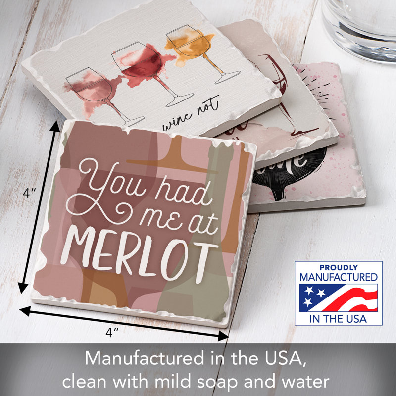 Had Me At Merlot, lot de 4 sous-verres assortis