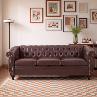 84.3 " Faux Leather Sofa