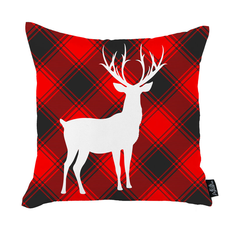Christmas Red and White Plaid Decorative Throw Pillow Set
