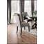 Ensemble de 2 chaises d'appoint classiques avec tissu capitonné à aspect lin classique et cadre en bois massif gris pour les salles à manger rustiques-1133732692