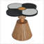 Table d'appoint unique à quatre feuilles et trèfle pour le salon, la chambre à coucher et les petits espaces - Table décorative avec base en grain de bois-129149297-129149299